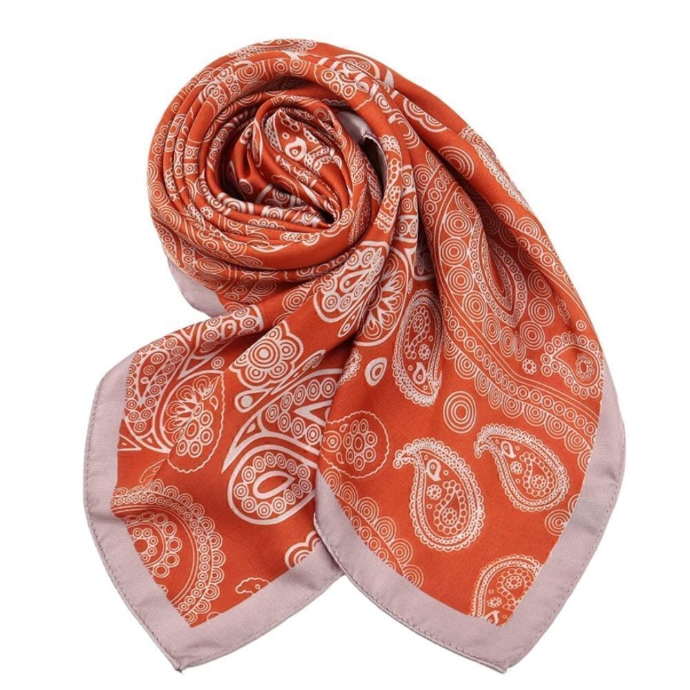 Orange pattern Silky Neck Scarf